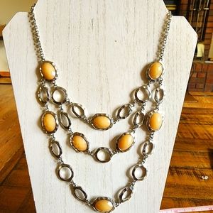 3 strand vintage statement necklace